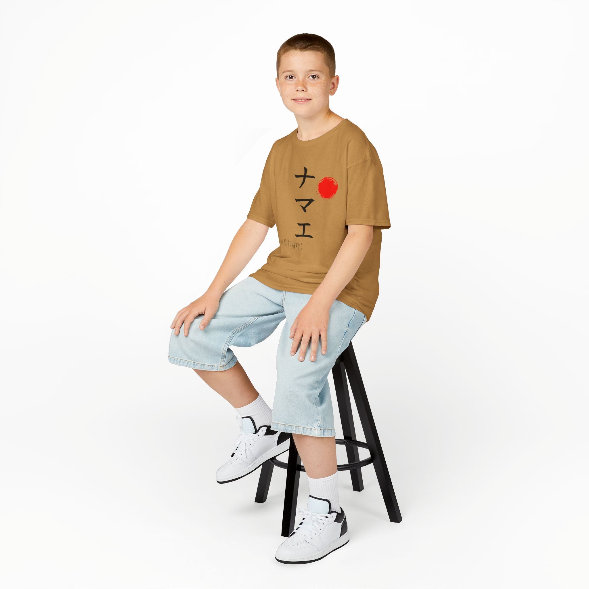 Youth Personalized Japanese Calligraphy Tee – Custom Name Art Shirt (Age 6-24)